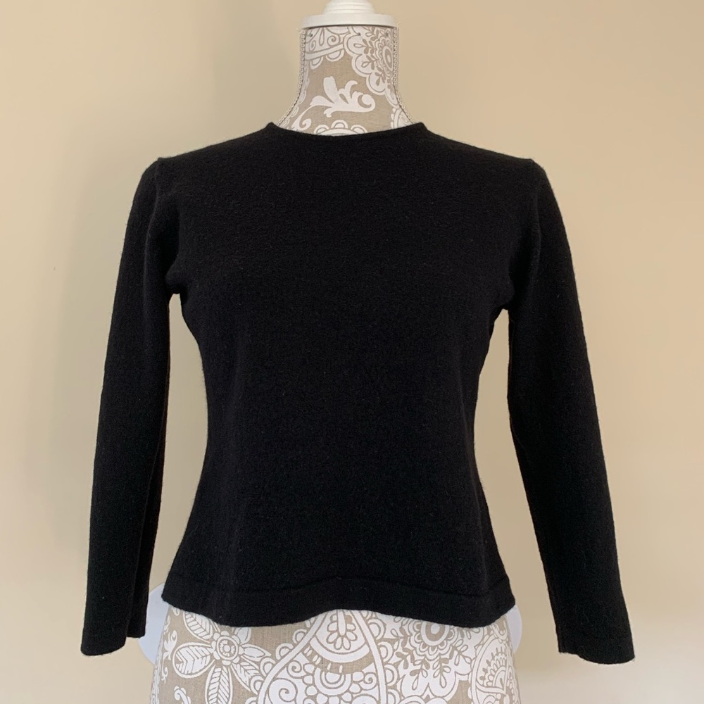 Lord & Taylor Woolmark 100% Merino Wool Sweater Black Italian Natural Fiber